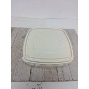 Vintage Rubbermaid 5 Cups #2 Square Container Almond Lid